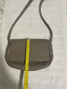 Taupe Leather Crossbody Bag - Minimal Women's Shoulder Bag